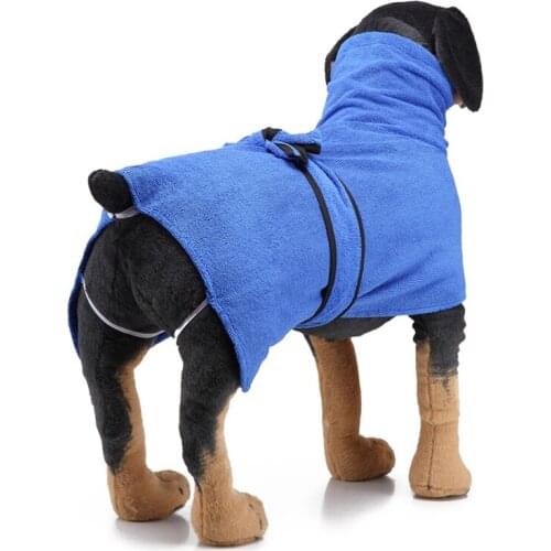 Pet Dog Turtleneck Bathrobe with Belt Super Absorbent Adjustable Neck Design Easy to Wear Take off Pet Dog Bath Supplies