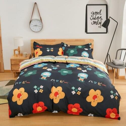 Black Colorful Flowers Villain Kids Cartoon Luxury Comforter Bedding Set Modern King Queen Twin Size Bed Linen Duvet Cover Set