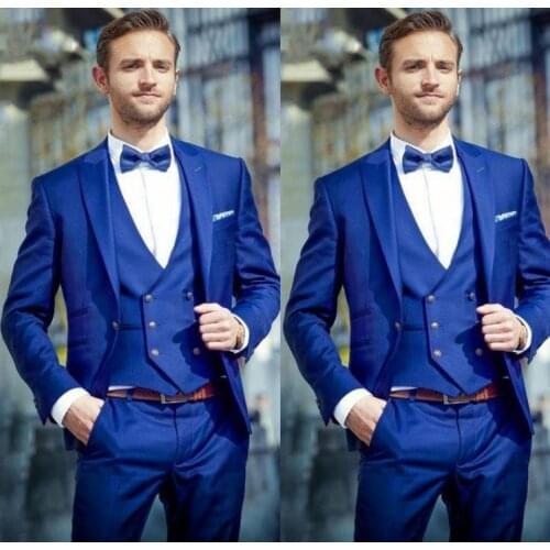 Royal Blue Mens Blazer Homens blazer Mens Terno Slim Fit Blaser Masculino Men Suits Costume Homme Mariage( Jacket+Vest+Pants)