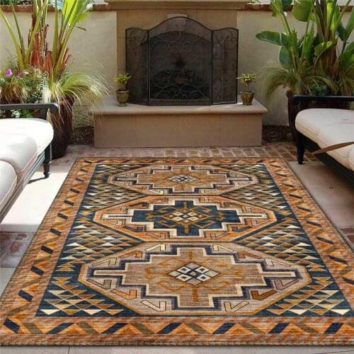 Fashion European-Style Rug Yellow Brown Geometric Ethnic-Style Carpet Living Room Bedroom Bed Blanket Kitchen Floor Mat