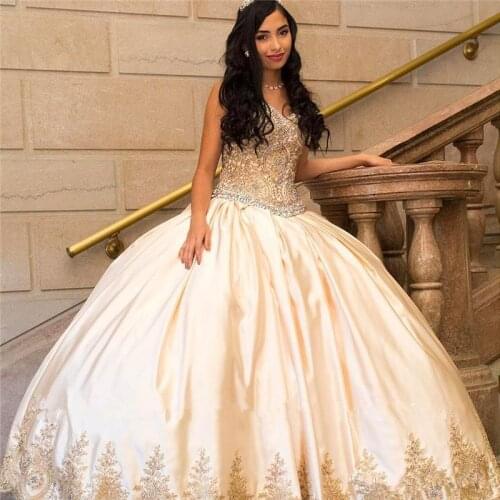Sweetheart Satin Quinceanera Dresses 2020 Lace Beaded Beaded Ball Gown Prom Dresses With Corset Back 15 year Debutante Vestidos