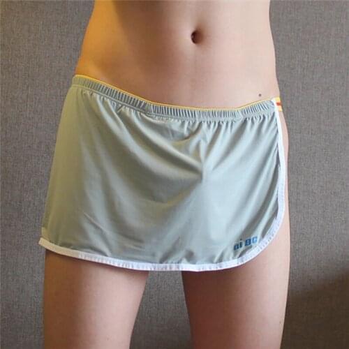 AIIOU Men Underwear Novelty Boxer Shorts Unilateral Open Design Hollow Out Breathable Sexy Gay Couple Home Men Boxer Shorts