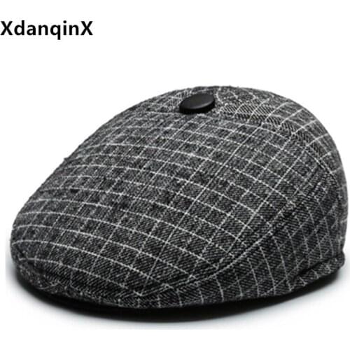 XdanqinX new winter thick warm cold-proof earmuffs hat Berets for men black cap mens casual sports caps fashion Dad brands hats