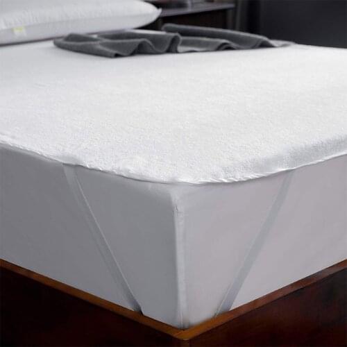 Waterproof Mattress Mat with Elastic Tape Cotton Terrycloth Mattress Cover White Solid Color Mattress Protector No Pillowcase