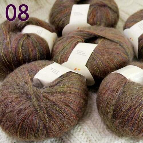 NEW Luxurious Soft 6balls*50g Crocheting & Knitting MOHAIR wool hand Yarn Knitting 08 Rainbow Brown