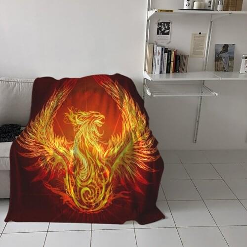 Phoenix Red Flame Throw Blanket Home Sofa Decor Blanket Portable Soft Bedspread Microfiber Flannel Blankets for Beds
