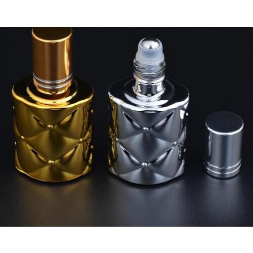 Wholesale Stylish 10ml UV Glass Refillable Perfume Bottle With Stainless Steel Roller,Empty Essential Oils Vials