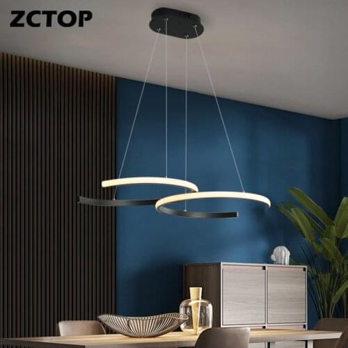 New LED Pendant Light Round Ring Dimmable Dining Living Room Bedroom Kitchen Luminaire Gold Black Pendant Lamp Home Indoor Light