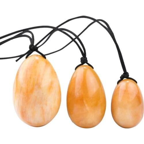 Yellow/White Jade Drilled Yoni Egg Set Natural Crystal Stone Kegel Muscle Massage Exerciser Pelvic Firming Vaginal Healing Tools