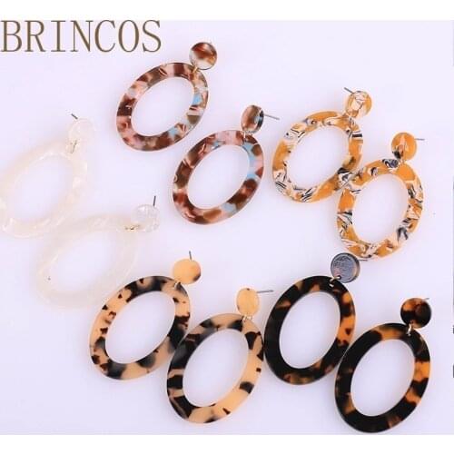 Acetate earrings 2019 Leopard Print Acrylic Earrings Bohemian Style Long Pendant Women Fashion Jewelry Luxury Acetate Jewelry