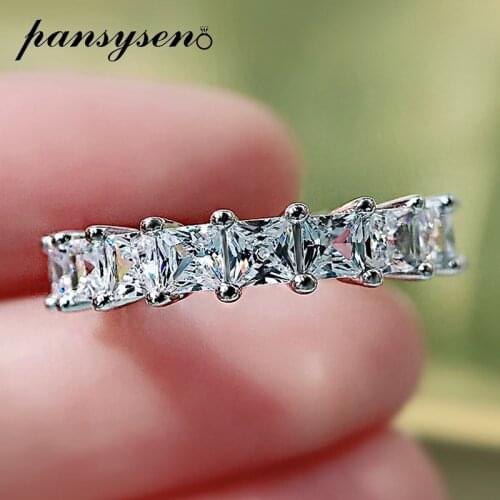 PANSYSEN Solid Silver 925 Jewelry Couple Rings for Women Men 3mm Simulated Moissanite Diamond Wedding Engagement Ring Wholesale