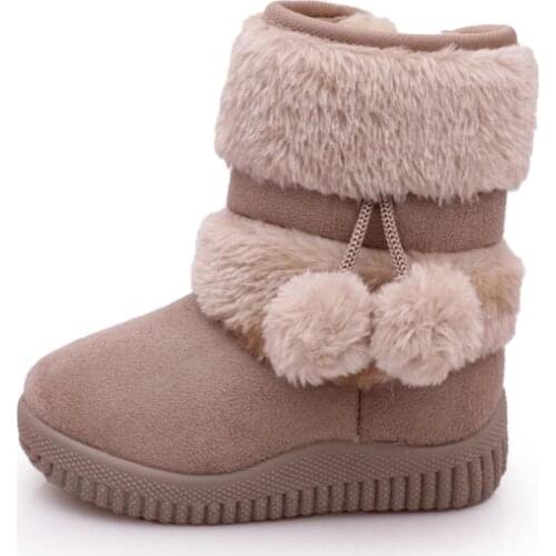 Winter Childrens Cotton Shoes Plus Velvet Warm Padded Lobbing Ball Snow Boot Comfortable Thick Leather Kids Snow Boots