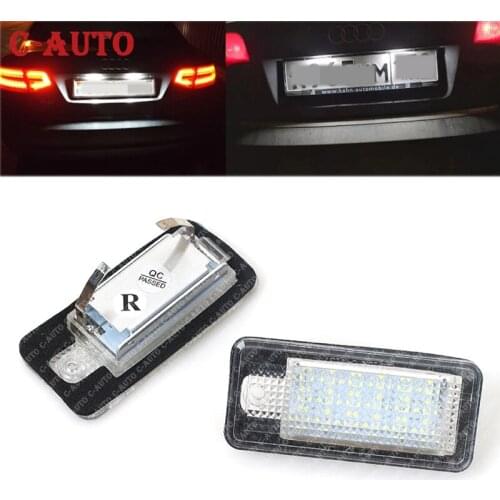 1 Pair LED License Plate Light Number Plate Lamp Xenon White for AUDI A6 C6 C5 A3 A4 B6 B7 S4 RS4 Avant RS6 Plus A8 S8 Q7
