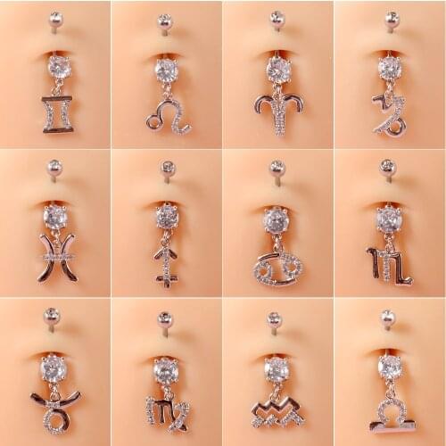 1PC 361L Surgical Steel Belly Button Ring Crystal Piercing Navel Ring Angling Ombligo For Women Body Jewelry 14g