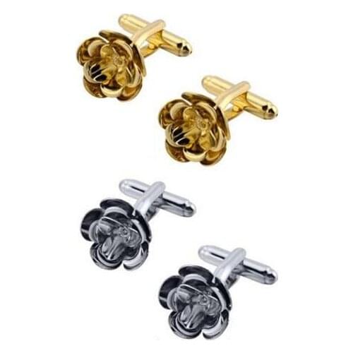10pairs/lot Gold/Silver The Lotus Flower Cufflinks Novelty 3D Water Lily Cuff Links Wedding Business Banquet Gift Mens Jewelry