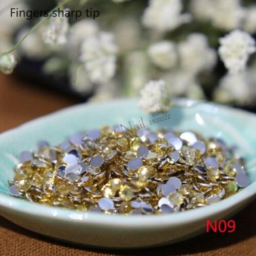1000 pcs SS6 Crystal Huang 14 Facets Resin Round Rhinestone Sparkling Rhinestones Nail Art Decoration DIY N09