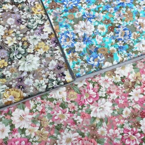 147x50cm Peony Flora Summer Plain Poplin Cotton Sewing Fabric DIY Childrens Wear Cloth Make Baby Dress Decoration Home 160g/m