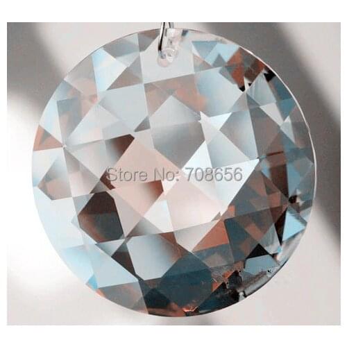 25PCS 30MM Chandelier crystal MACHINE CUT ROUND FACETED CRYSTAL CRISS CROSS PRISM SUNCATCHER