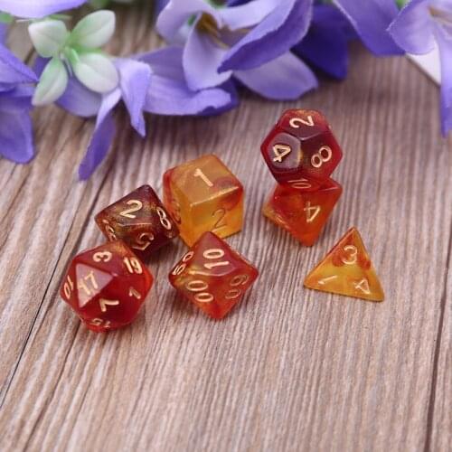 7pcs D20 Polyhedral Dice Glitter Double Colors 20 Sided Dices Table Board Playing Game for Bar Club Party
