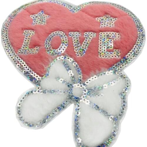 Clothing Accessory Sweet Heart Shaped Star Bowtie Patche Embroidered Sequins Bling Applique for Jeans T-Shirt DIY Motif Applique
