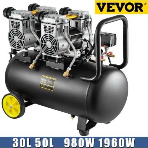 VEVOR Silent Air Compressor 220V 30L 50L Portable Oil Free Air Compressor Pump Car Garage Workshop Clinic Repair Tire Inflation