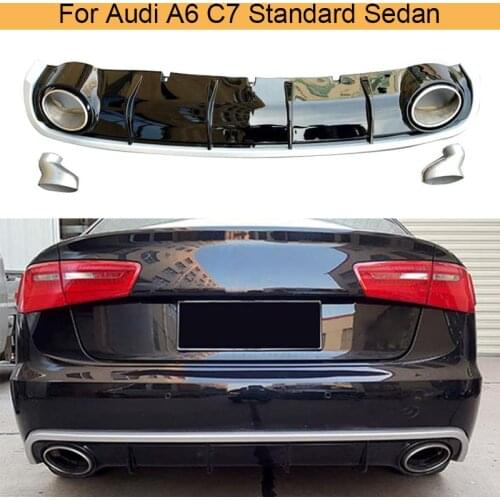 Gloss Black Car Rear Bumper Diffuser Lip Spoiler for Audi A6 C7 Standard Sedan 4 Door 2012-2016 Rear Bumper Difffuser Non S6 RS6