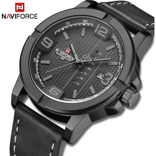 NAVIFORCE Watches for Men Top Luxury Brand Casual Quartz Watch Mens Leather Waterproof Wristwatch Male Clock Relogio Masculino