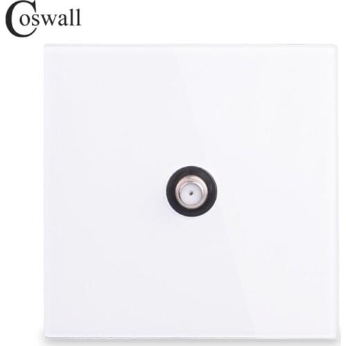 Coswall Full Screen Crystal Tempered Glass Panel Wall Satellite Socket White Black Grey Gray Color R11 Series