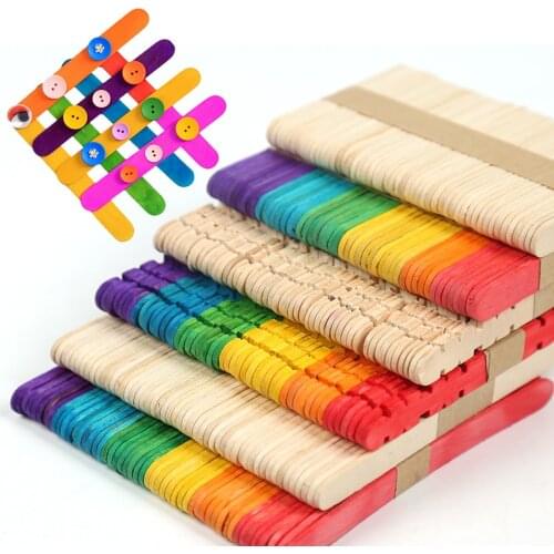 50pcs/lot Creative Wooden DIY Crafts Colorful ice cream Wood sticks Match Stick Children Handmade House Toys Food DIY Materials