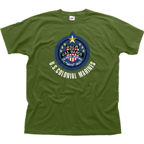 Tops Summer Cool Funny T-Shirt ALIENS COLONIAL MARINES WEYLAND Yutani - USS SULACO Green T-shirt FN01450 Print T Shirt Men