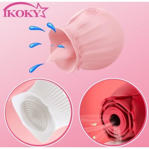 IKOKY G Spot Breast Massager Nipple sucker Jumping Egg Vibrator Sucking Clit Vibrator Tongue Licking Clitoral Stimulation
