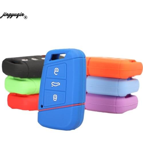 Jingyuqin 3 Buttons For VW Skoda Superb Magotan Passat B8 A7 Golf Fob Silicone Remote Protector Car Key Case Caver