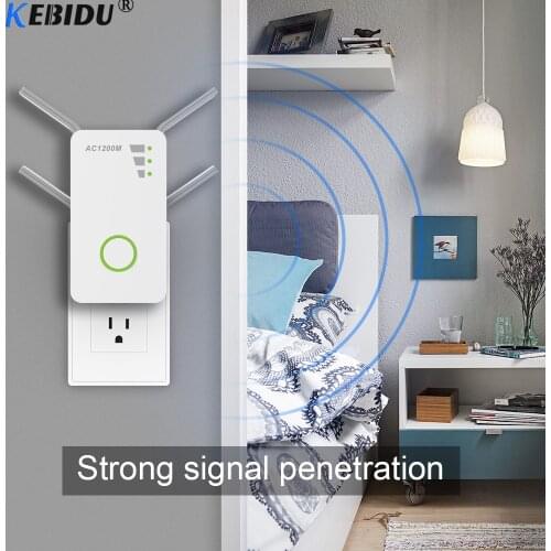 KEBIDU 2.4/5G 1200Mbps Wireless-AC Dual Band Repeater/AP Wireless Range Extender wifi signal amplifier with 4 External Antennas