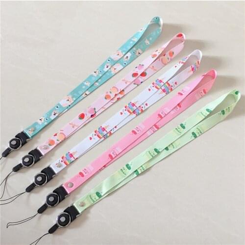 Summer Universal cute cartoon bear hanging neck lanyard student work strap phone case for iPhone Samsung huawei Redmi LG OPPO