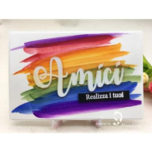 AlinaCraft METAL CUTTING DIES CLEAR STAMPS shadow italian amico sorriso alphabet Spanish Scrapbook paper craft card punch cutter
