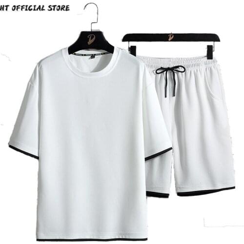 Men Short Tracksuit Sets Casual Outwear Male Sport Wear Jogging Mens Clothing Two Piece Set Solid Shirts and Shorts Outfit Set