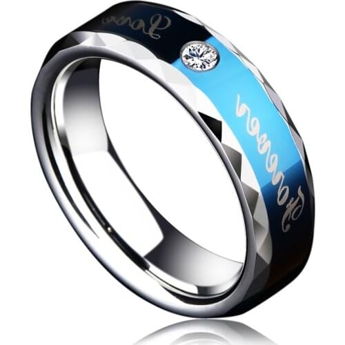 New Modern Fashion 6mm Blue Men And Women Ring Tungsten Carbide Couple Wedding Ring, Eternal Love Couple Jewelry Size 6-13
