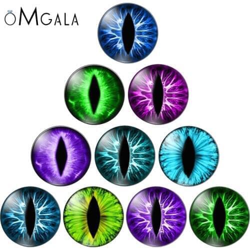 New Glass eyes cabochons In Pairs 8MM-30MM Round Dome Dragon Cat Animals Eye Dolls DIY Jewelry Accessory MIX Pupil Eye Cameo