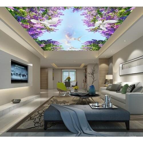Papel de parede 3 d 3D ceiling photo wallpapers Lavender sky wallpaper for walls 3D ceiling photowall wallpapers