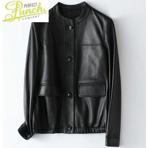 Coat Sheepskin Genuine 100% Female Spring Autumn Real Leather Women Korean Clothes Bomber Jacket HQ20-ZGY206A KJ