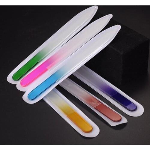 5pcs/set Monochrome crystal glass nail file Fashion nail polish strip Polishing tool manicure set