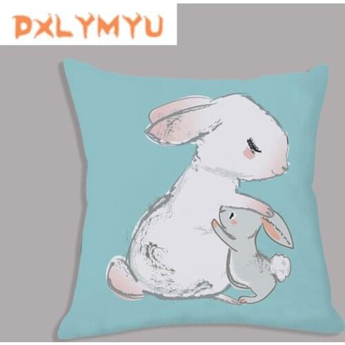 Plush Cushion Throw Pillow Decorative Cushion For Sofa Rabbit family Animals Printed Pillow Seat Chair Cushion Home Decor