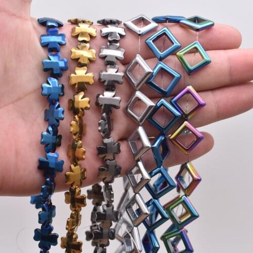 Plating Gold Four-leaf Clover Shape Natural Stone Hematite Beads For DIY Bracelet Earrings Jewelry Making Accessories