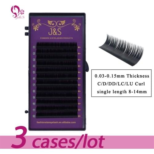 J&S Jeyelash Premium Eyelash Extension Make Up Maquiagem Easily Fans C/D/DD/LC/LU Curl Individual Matte Lash