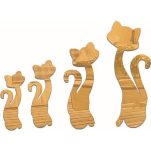 JM014 Cartoon Cat self adhesive Acrylic Mirror Wall Sticker Home Decor