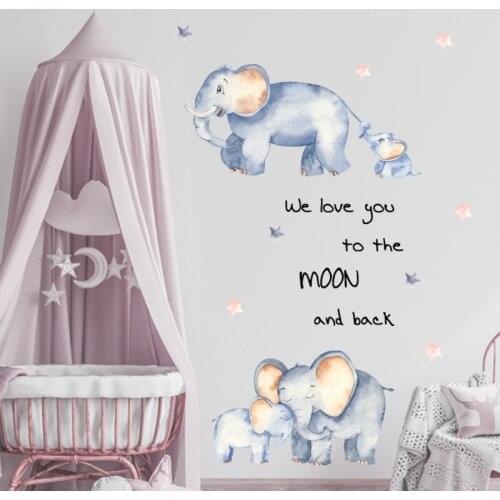 Wall Sticker Cartoon Animal Elephant Pattern PVC Self-Adhesive Removable Bathroom Bedroom Door Decorative Wallpaper Home Decor