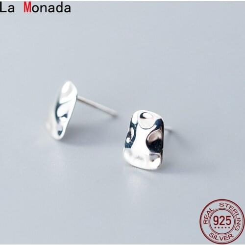 La Monada Concave 925 Silver Earrings For Women Minimalist Korean 925 Sterling Silver Earrings Stud Geometry Jewelry For Women