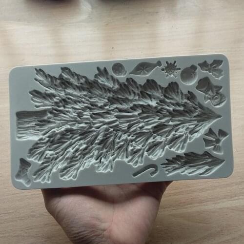 3D Christmas Tree Snowflake Bow Silicone mold Cake Border Decorating Fondant Molds 3D Chocolate Candy Moulds SQ1828