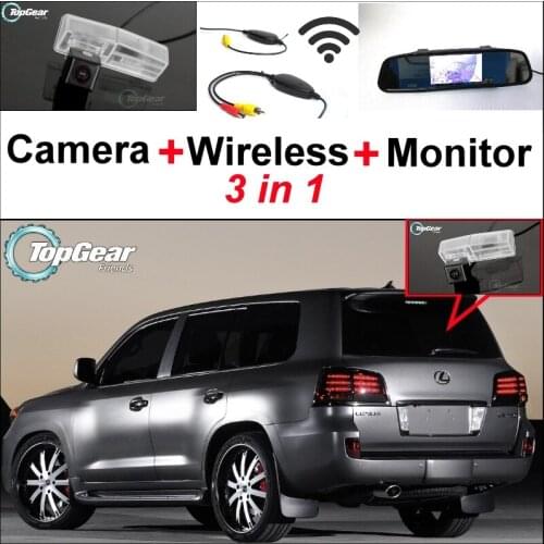 3 in1 Special Rear View Camera + Wireless Receiver + Mirror Monitor Easy DIY Back Up Parking System For Lexus LX570 2007~2014