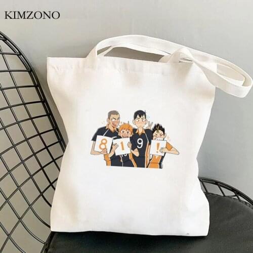 Haikyuu shopping bag bolsas de tela cotton canvas bolso recycle bag eco bag fabric string woven cloth sac tissu